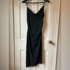 DVF Diane von Furstenberg black spaghetti strap dress. Size 6. Asymmetrical hem
